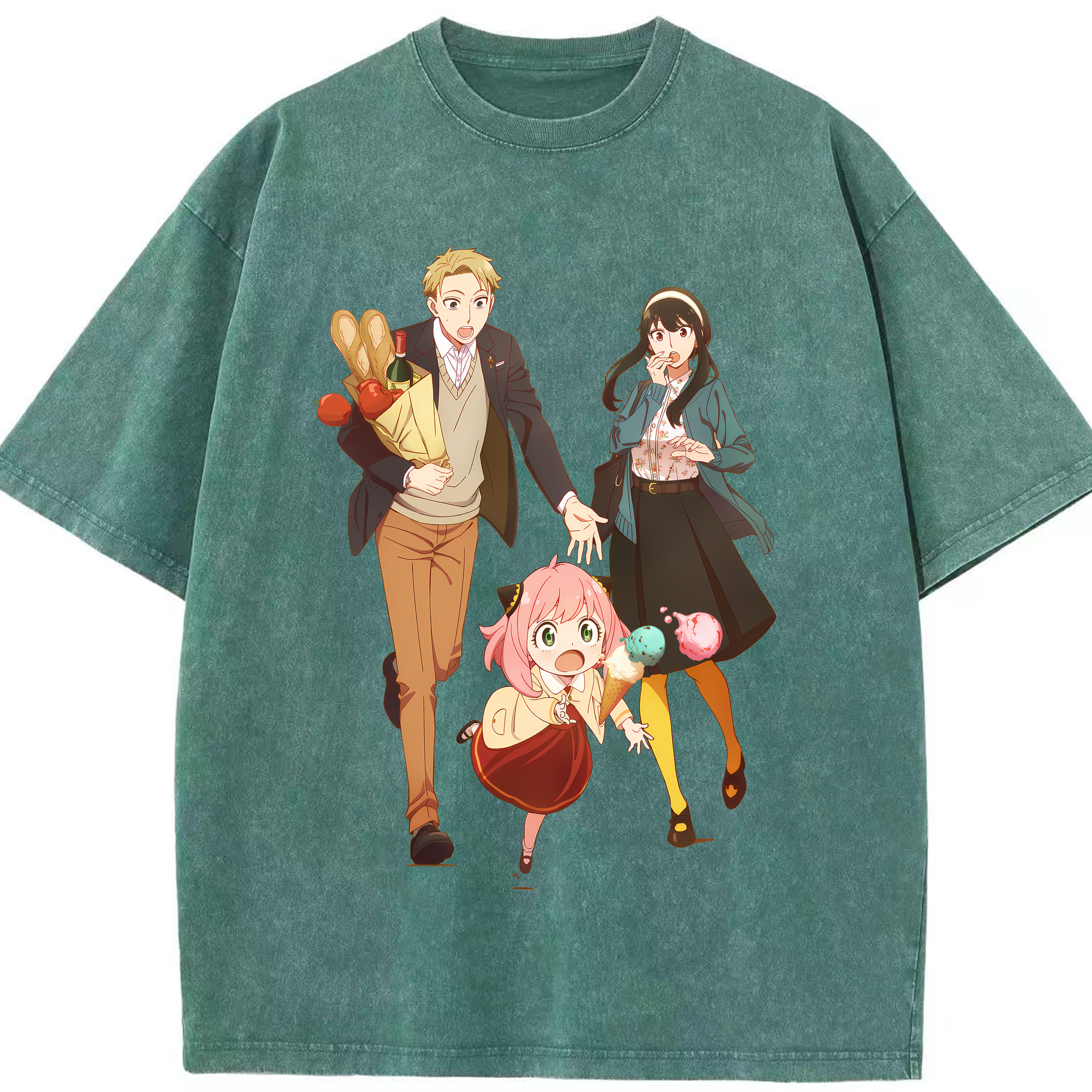 （画像用） SPY×FAMILY间谍家家酒 綿100% ヴィンテージ風 半袖Tシャツ（フロントプリント）